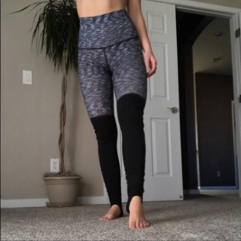 lululemon athletica Heathered Gray and Black High-Rise Leggings